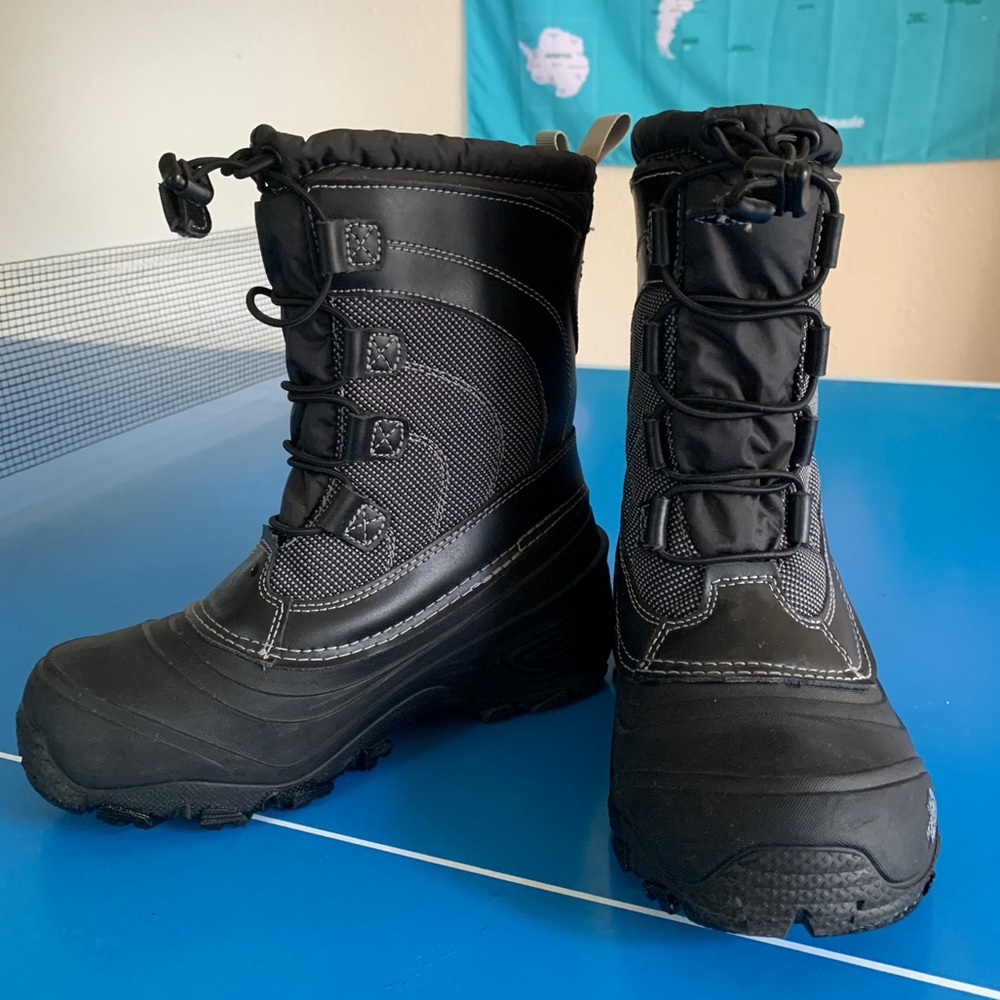 North Face Kids Black Alpenglow Snow Boots Removable Therma Felt Insulation sz 3